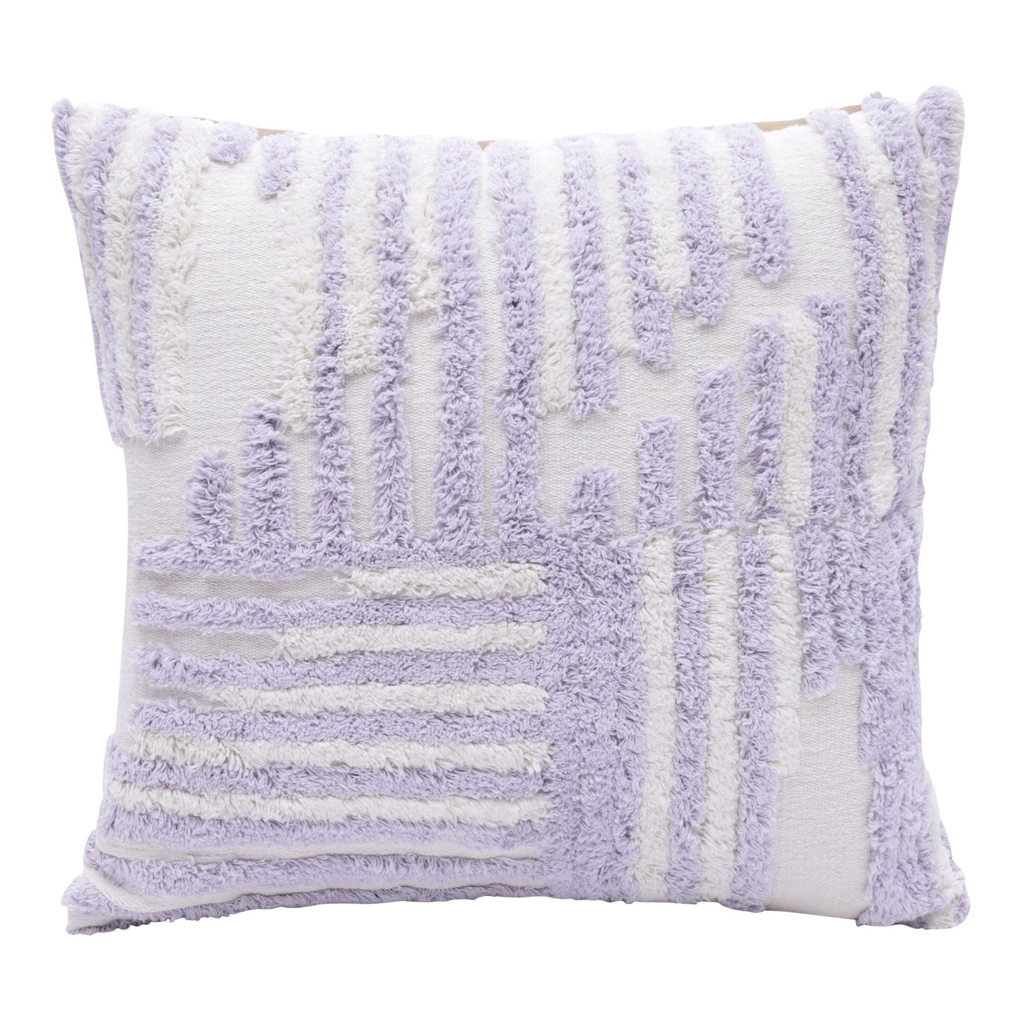 22" Purple and White Geometric Cotton Throw Pillow With Texture FurniFindUSA