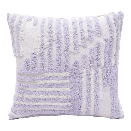22" Purple and White Geometric Cotton Throw Pillow With Texture FurniFindUSA