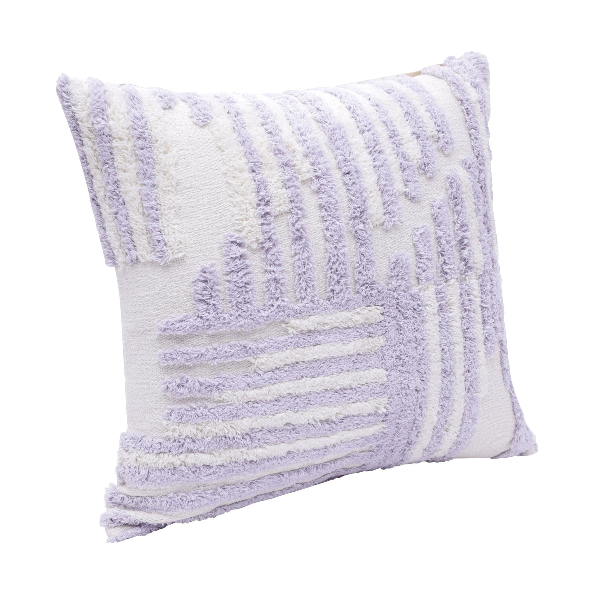 22" Purple and White Geometric Cotton Throw Pillow With Texture FurniFindUSA