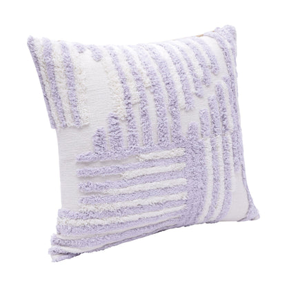 22" Purple and White Geometric Cotton Throw Pillow With Texture FurniFindUSA
