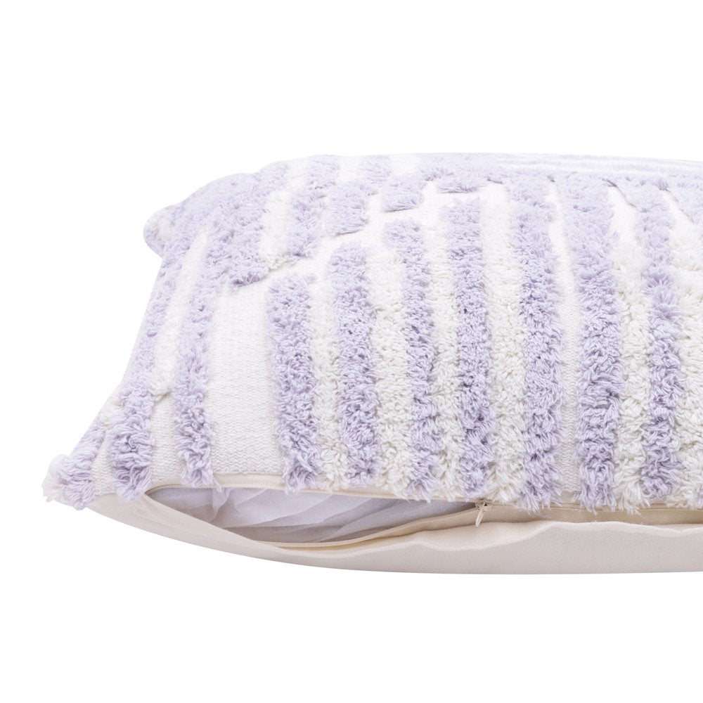 22" Purple and White Geometric Cotton Throw Pillow With Texture HomeRoots