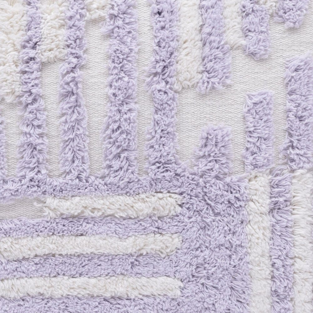 22" Purple and White Geometric Cotton Throw Pillow With Texture — view 6