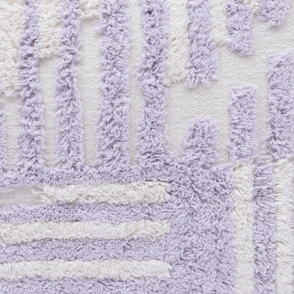 22" Purple and White Geometric Cotton Throw Pillow With Texture