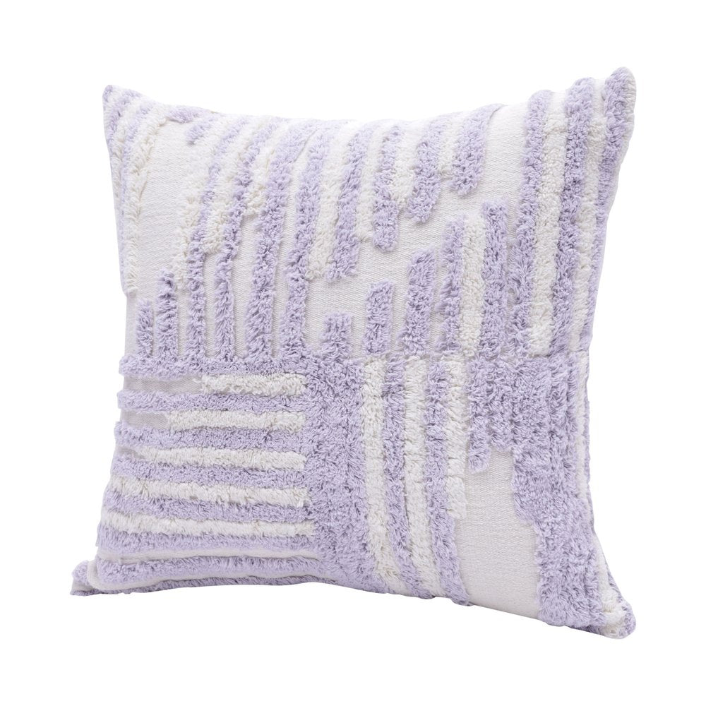 22" Purple and White Geometric Cotton Throw Pillow With Texture HomeRoots