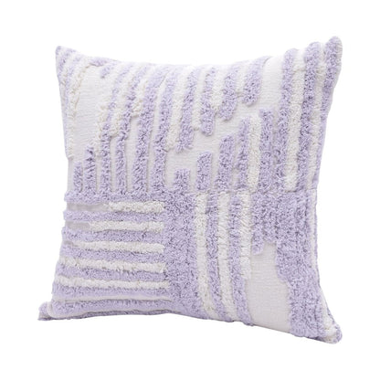 22" Purple and White Geometric Cotton Throw Pillow With Texture HomeRoots