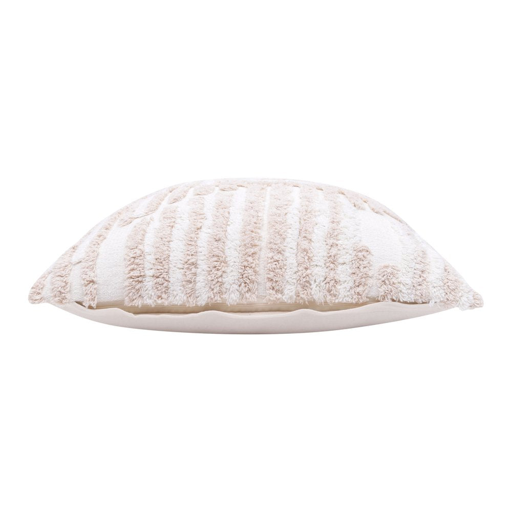 22" Beige and White Geometric Cotton Throw Pillow With Texture HomeRoots