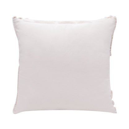 22" Beige and White Geometric Cotton Throw Pillow With Texture