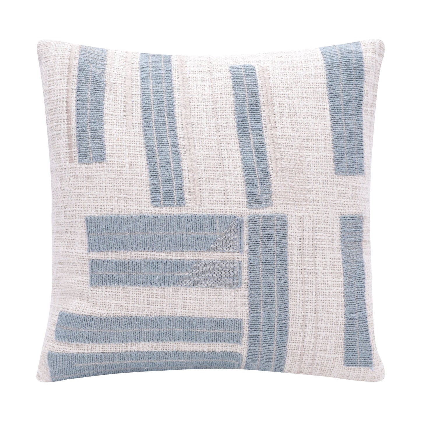 20" Ocean Blue and Ivory Cotton Throw Pillow 4.0" (L) x 20.0" (W) x 20.0" (H) FurniFindUSA