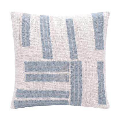 20" Ocean Blue and Ivory Cotton Throw Pillow 4.0" (L) x 20.0" (W) x 20.0" (H) FurniFindUSA