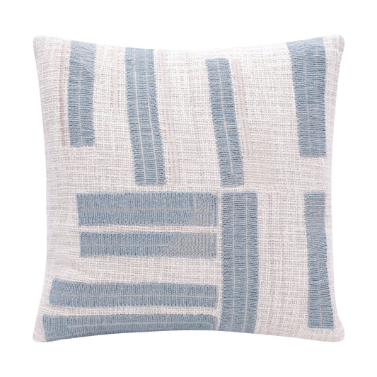 20" Ocean Blue and Ivory Cotton Throw Pillow 4.0" (L) x 20.0" (W) x 20.0" (H) FurniFindUSA