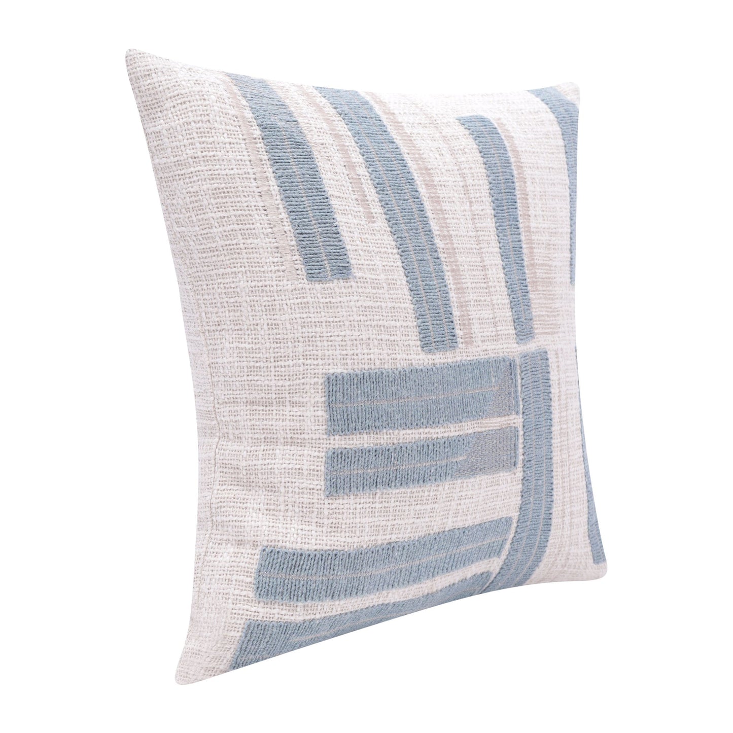 20" Ocean Blue and Ivory Cotton Throw Pillow 4.0" (L) x 20.0" (W) x 20.0" (H) FurniFindUSA