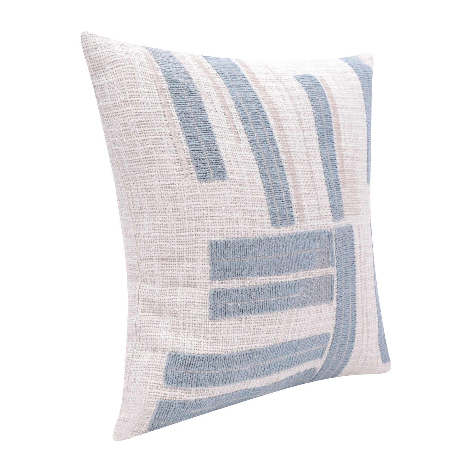 20" Ocean Blue and Ivory Cotton Throw Pillow 4.0" (L) x 20.0" (W) x 20.0" (H) FurniFindUSA