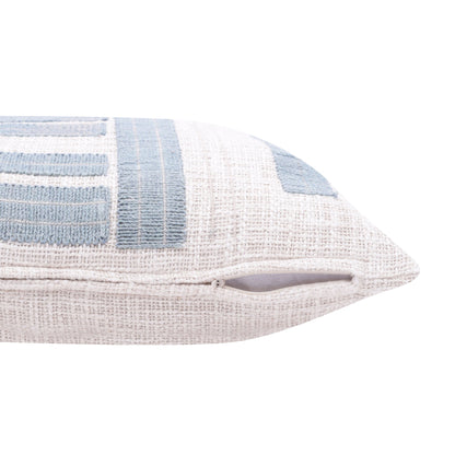 20" Ocean Blue and Ivory Cotton Throw Pillow 4.0" (L) x 20.0" (W) x 20.0" (H) FurniFindUSA