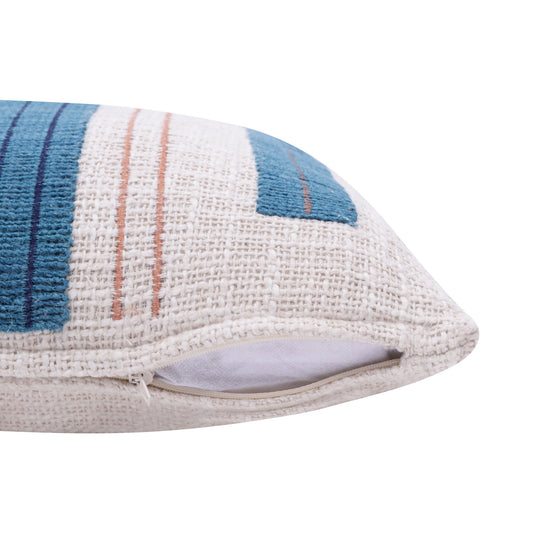 20" X 20" Teal And Ivory 100% Cotton Striped Zippered Pillow FurniFindUSA