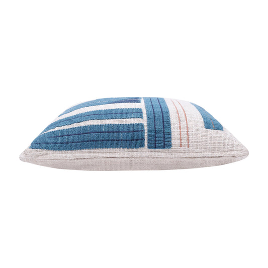20" X 20" Teal And Ivory 100% Cotton Striped Zippered Pillow FurniFindUSA