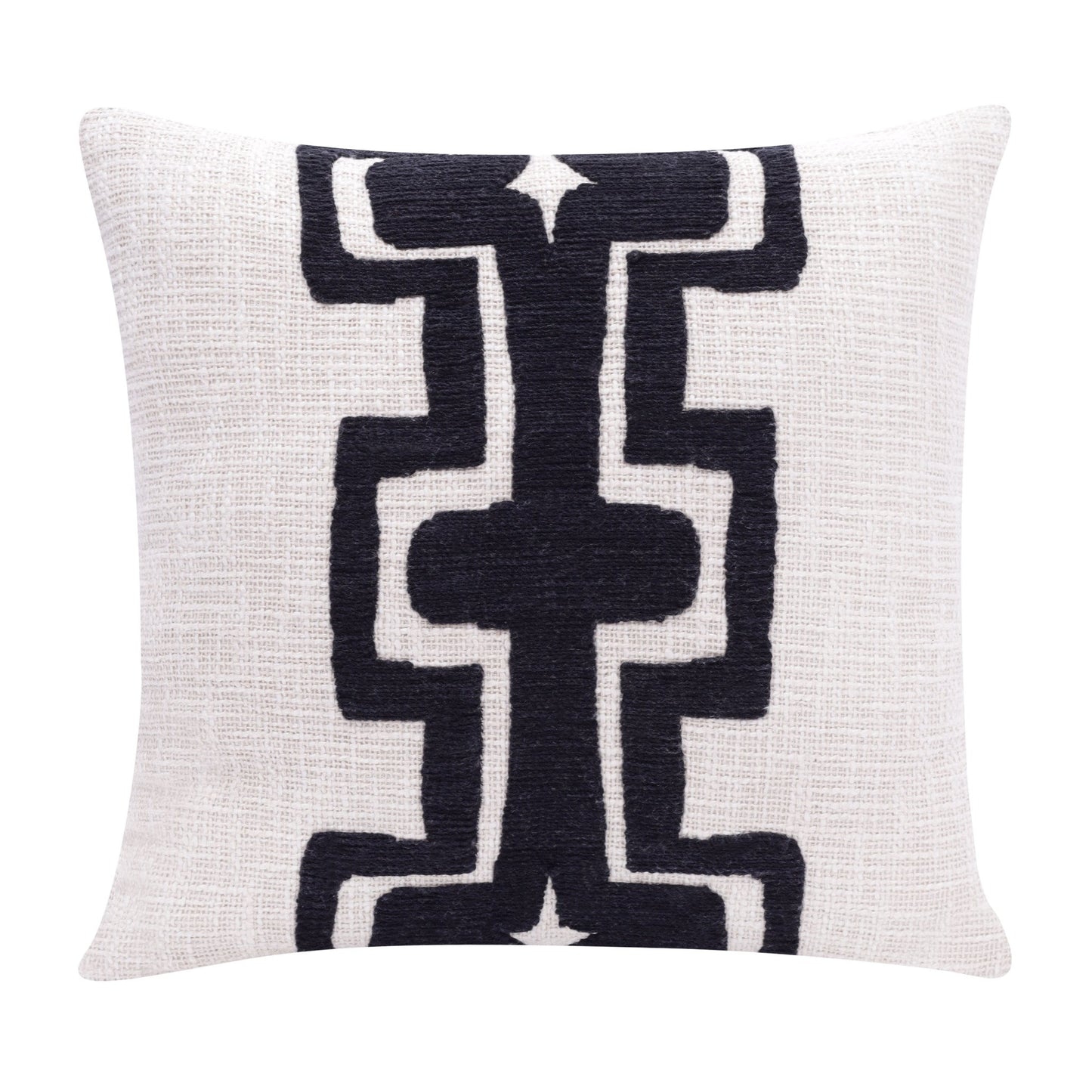 20" X 20" Black And Ivory 100% Cotton Geometric Zippered Pillow FurniFindUSA