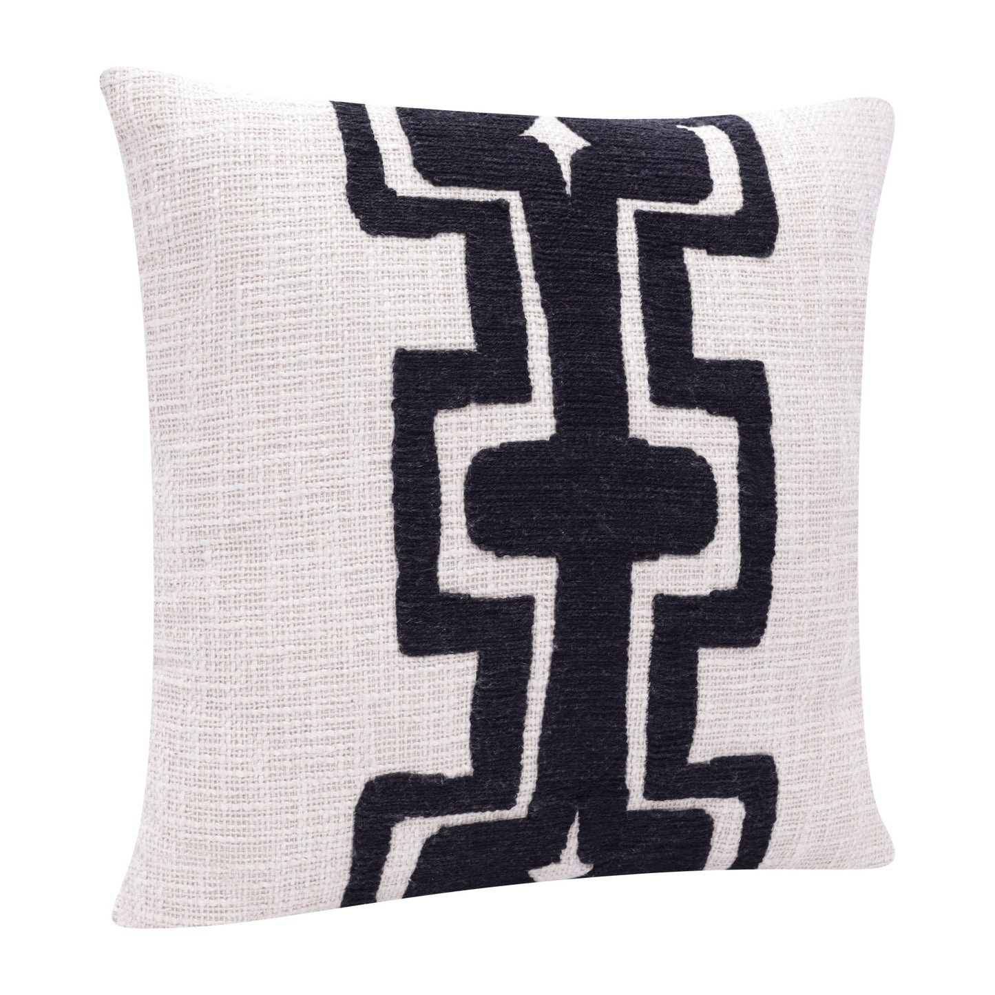 20" X 20" Black And Ivory 100% Cotton Geometric Zippered Pillow FurniFindUSA