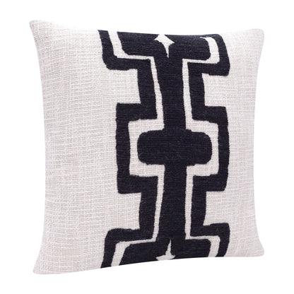 20" X 20" Black And Ivory 100% Cotton Geometric Zippered Pillow FurniFindUSA