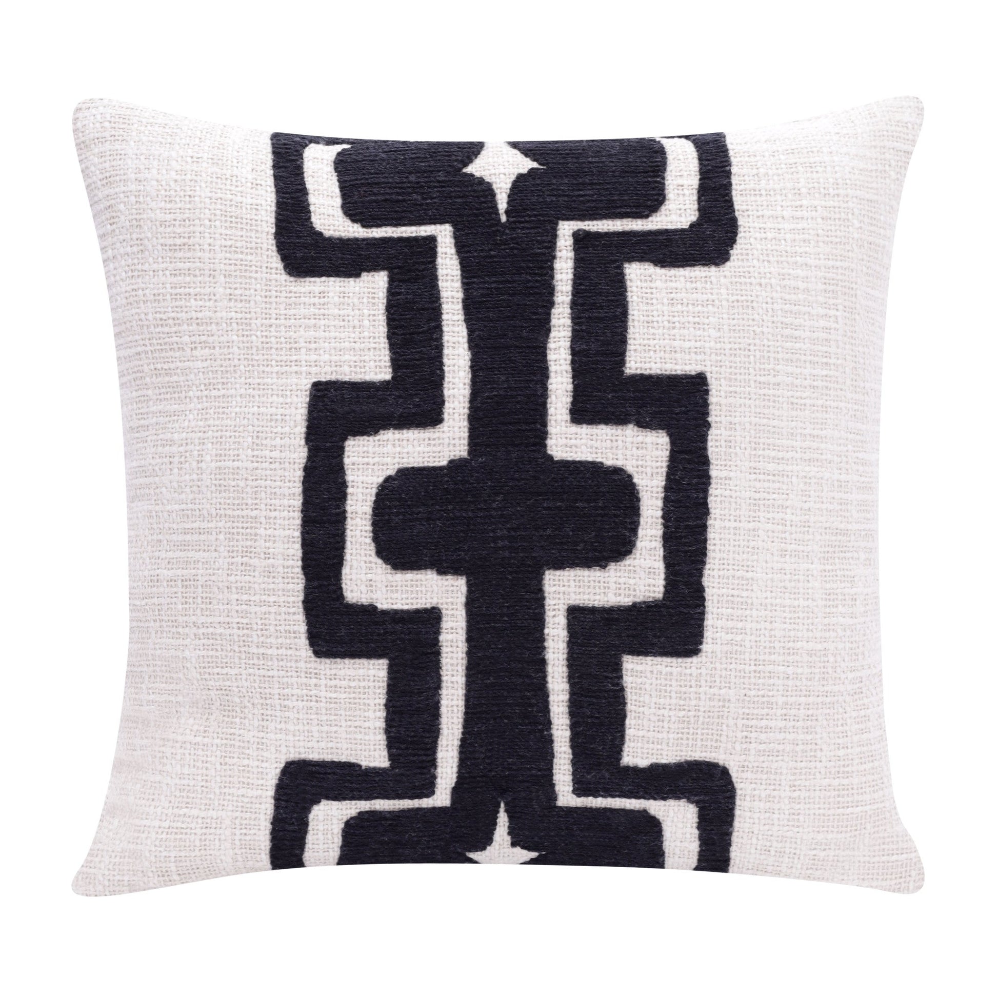 24" X 24" Black And Ivory 100% Cotton Geometric Zippered Pillow FurniFindUSA