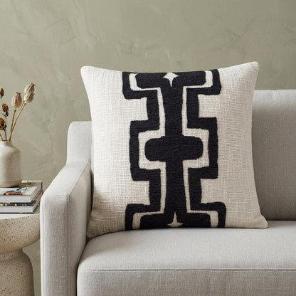 24" Black and Ivory Throw Pillow HomeRoots