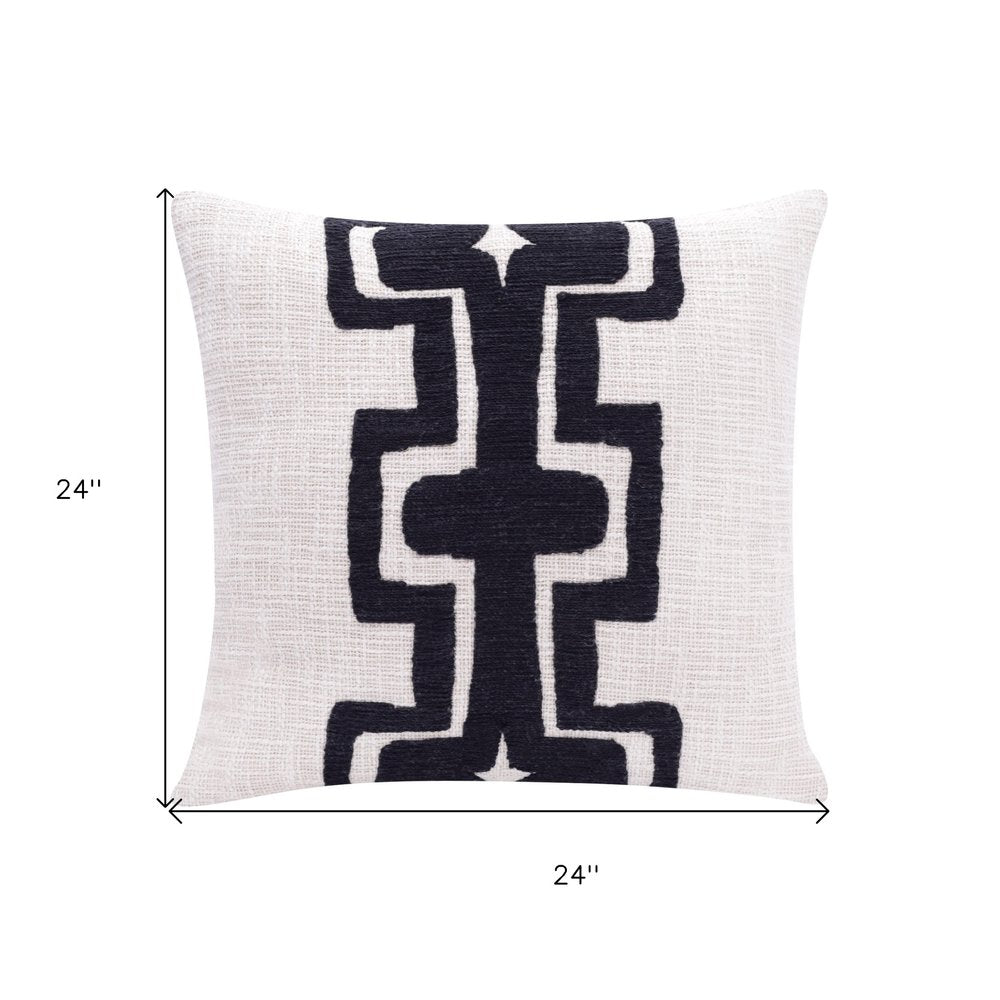 24" Black and Ivory Throw Pillow HomeRoots