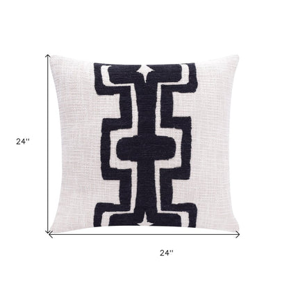 24" Black and Ivory Throw Pillow HomeRoots