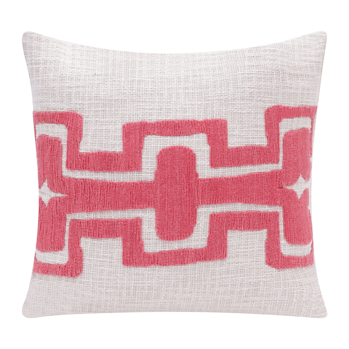 20" X 20" Coral And Ivory 100% Cotton Geometric Zippered Pillow FurniFindUSA