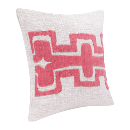 20" X 20" Coral And Ivory 100% Cotton Geometric Zippered Pillow FurniFindUSA