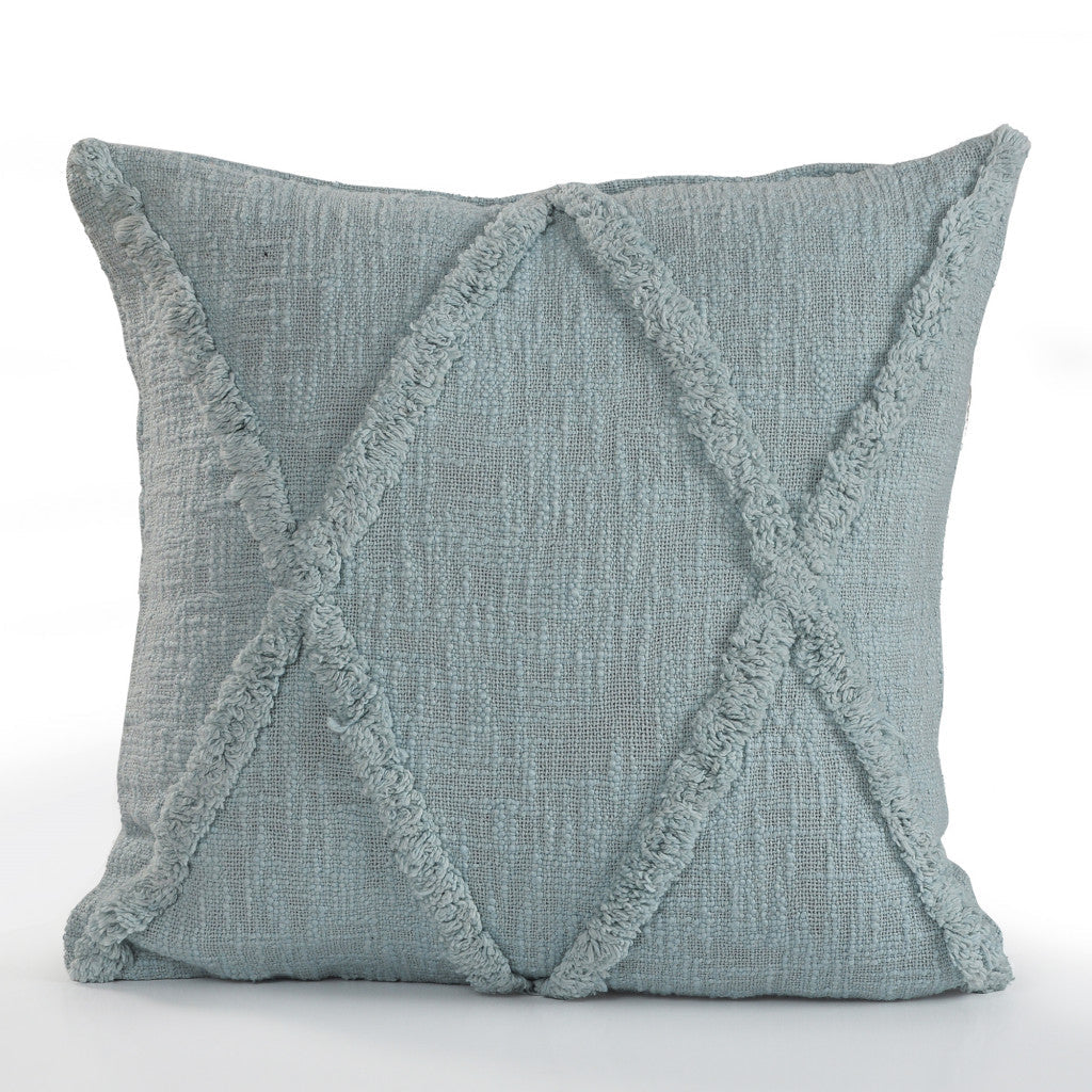 20" X 20" Gray 100% Cotton Diamond Zippered Pillow FurniFindUSA