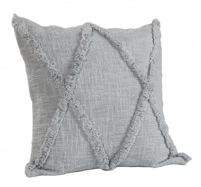 20" X 20" Gray 100% Cotton Diamond Zippered Pillow FurniFindUSA