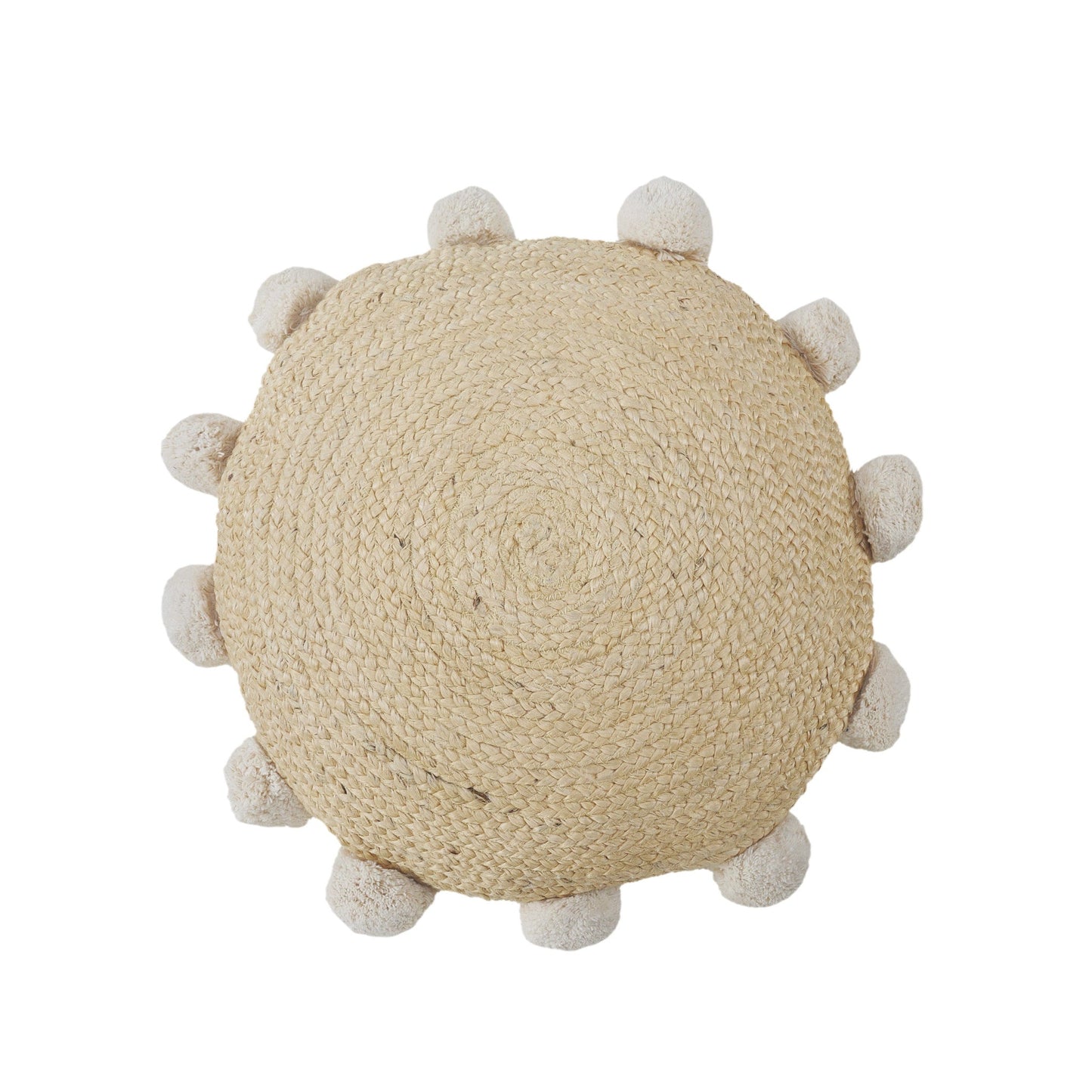 20" X 20" Tan Round Jute Zippered Pillow FurniFindUSA