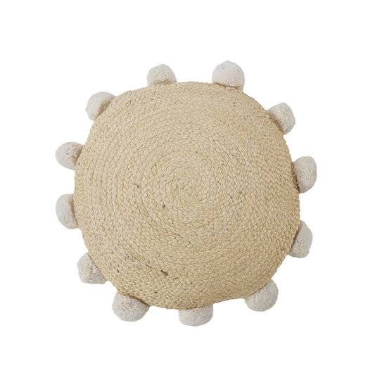 20" X 20" Tan Round Jute Zippered Pillow FurniFindUSA