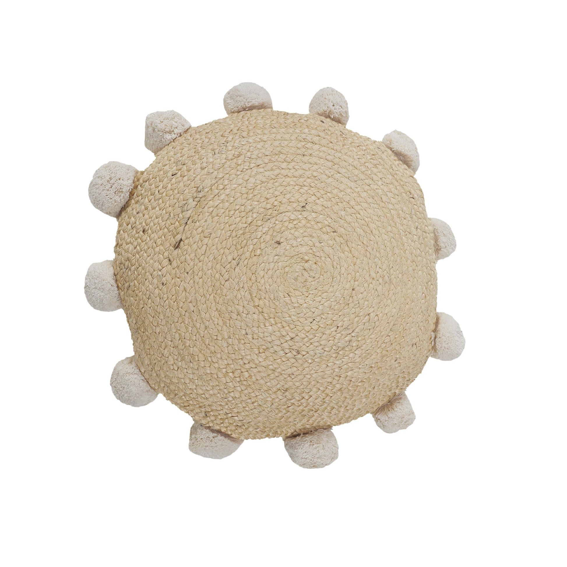 20" X 20" Tan Round Jute Zippered Pillow FurniFindUSA