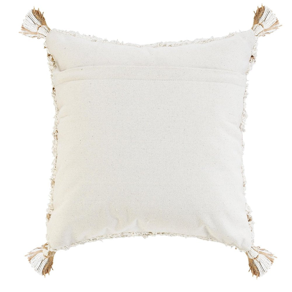 20" Tan And White Geometric Cotton Throw Pillow HomeRoots