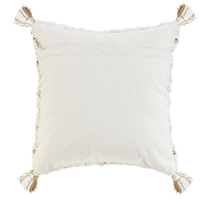 20" Tan And White Geometric Cotton Throw Pillow HomeRoots