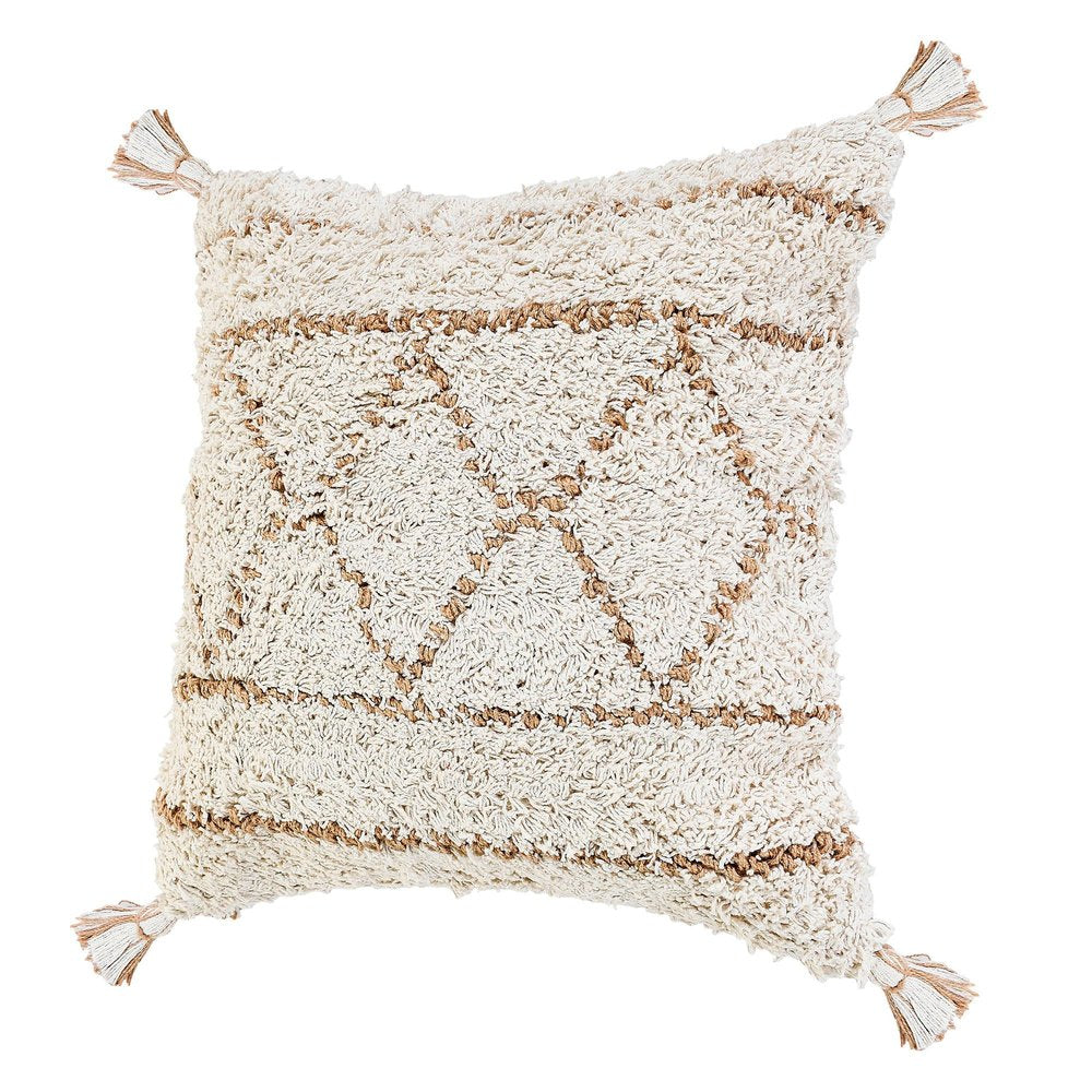 20" Tan And White Geometric Cotton Throw Pillow — view 6