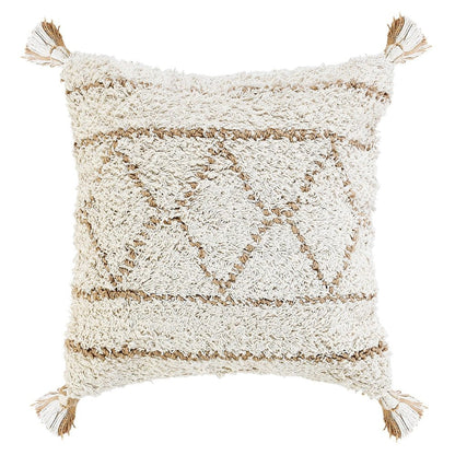 20" Tan And White Geometric Cotton Throw Pillow HomeRoots