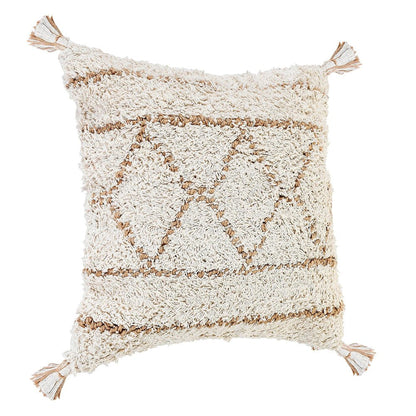 20" Tan And White Geometric Cotton Throw Pillow HomeRoots