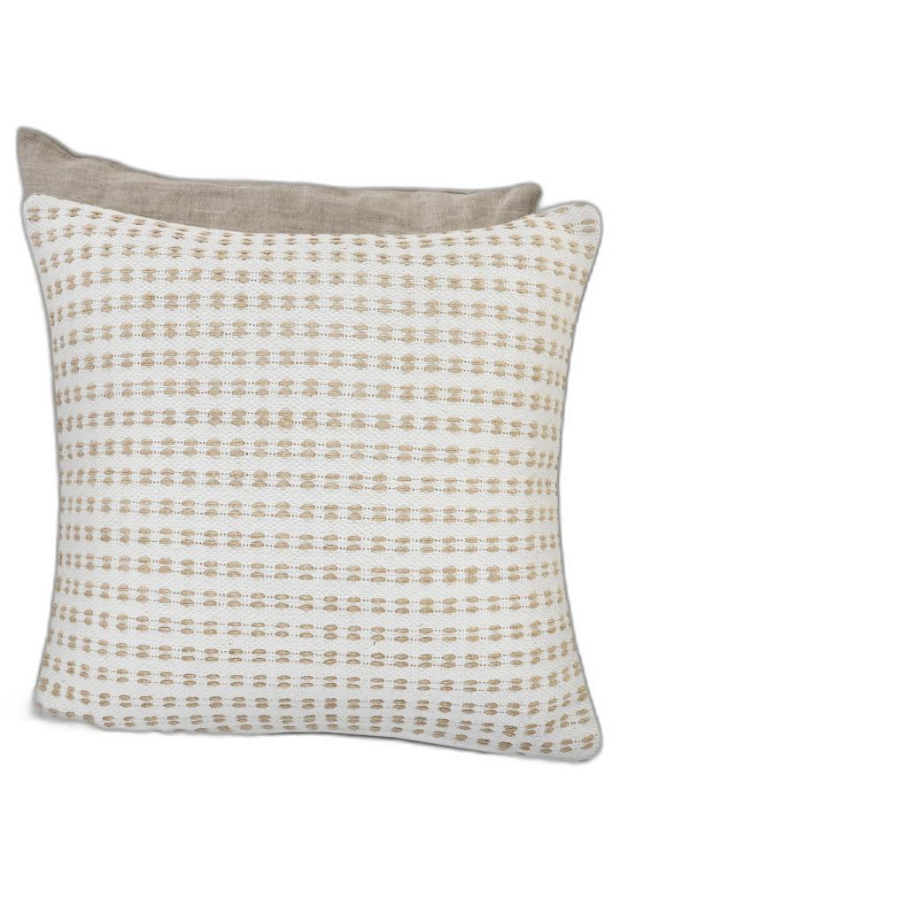20" X 20" Ivory And Tan 100% Cotton Geometric Zippered Pillow 4.0" (L) x 20.0" (W) x 20.0" (H) FurniFindUSA