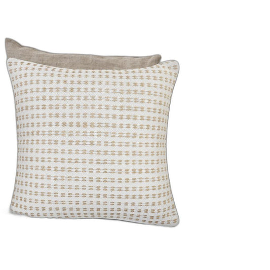 20" X 20" Ivory And Tan 100% Cotton Geometric Zippered Pillow 4.0" (L) x 20.0" (W) x 20.0" (H) FurniFindUSA