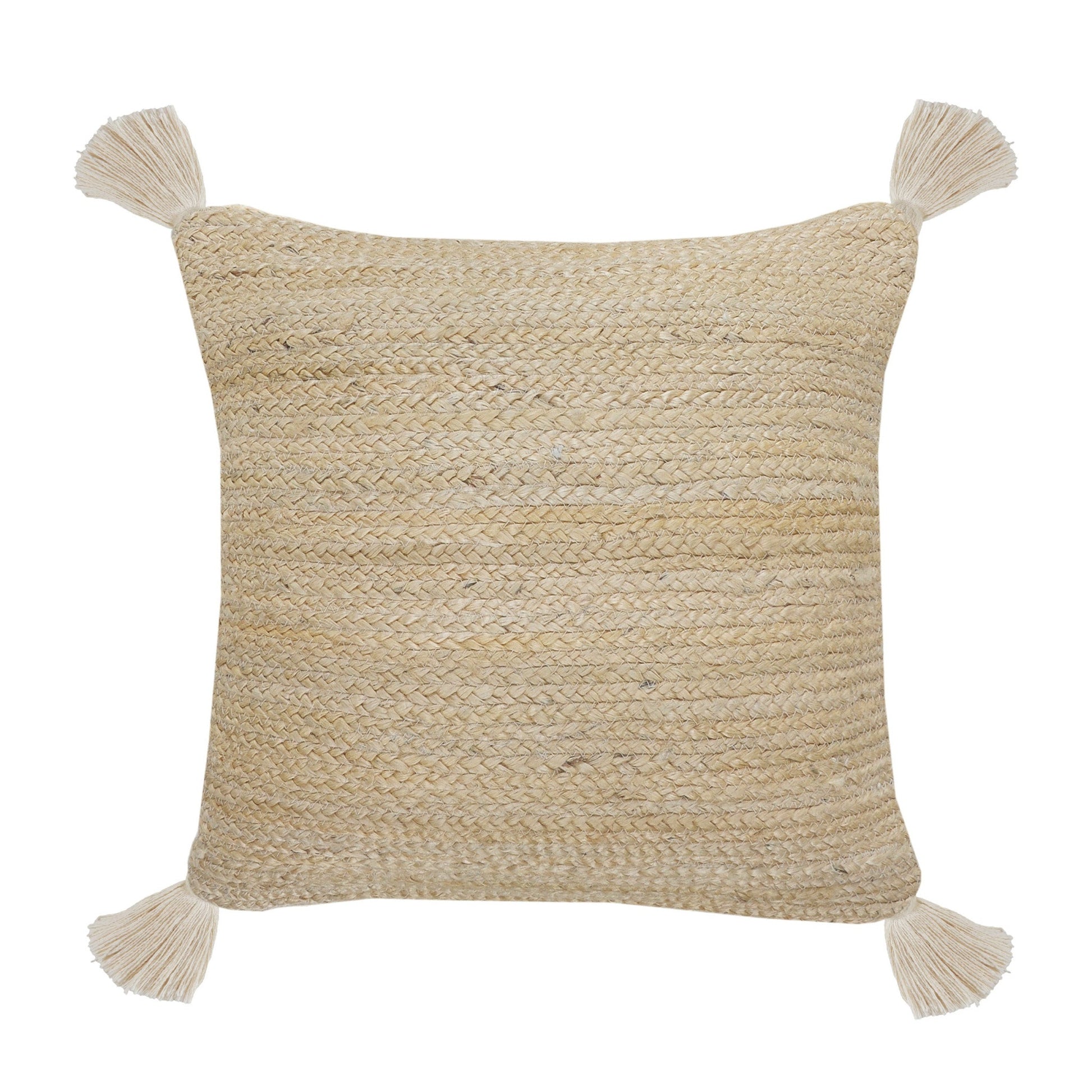 20" X 20" Tan And Beige Jute Zippered Pillow FurniFindUSA