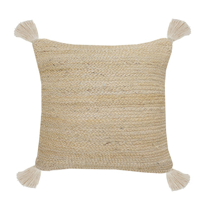 20" X 20" Tan And Beige Jute Zippered Pillow FurniFindUSA