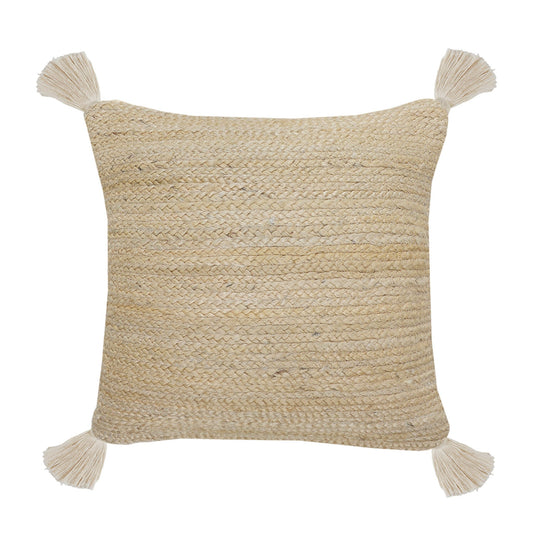 20" X 20" Tan And Beige Jute Zippered Pillow FurniFindUSA