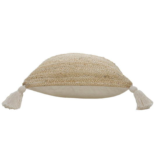 20" X 20" Tan And Beige Jute Zippered Pillow FurniFindUSA