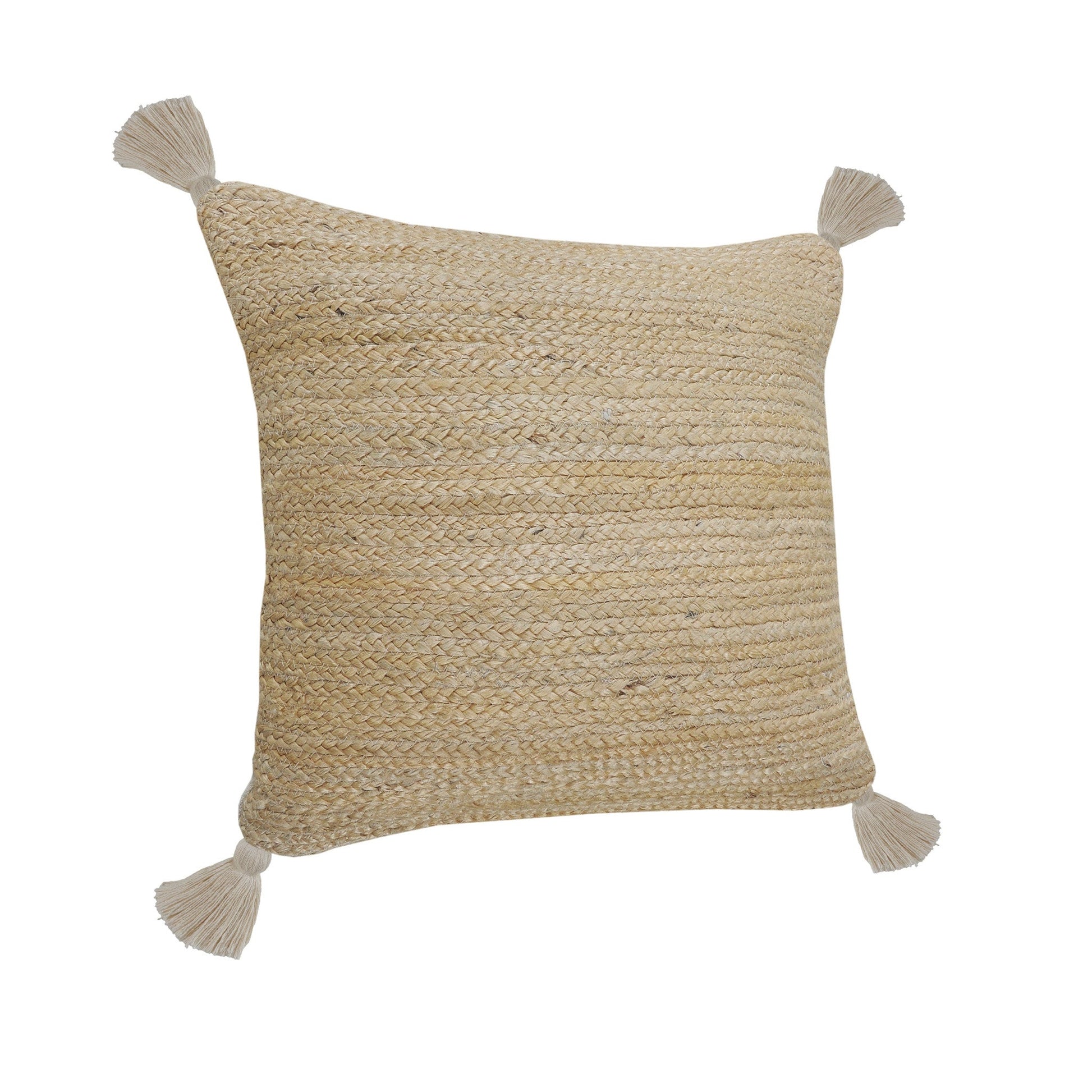 20" X 20" Tan And Beige Jute Zippered Pillow FurniFindUSA