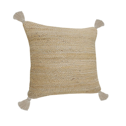 20" X 20" Tan And Beige Jute Zippered Pillow FurniFindUSA