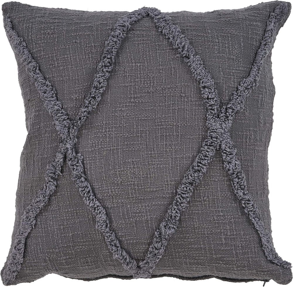 20" X 20" Dark Gray 100% Cotton Geometric Zippered Pillow — view 3