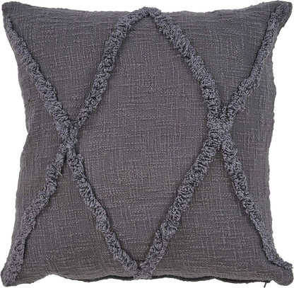 20" X 20" Dark Gray 100% Cotton Geometric Zippered Pillow