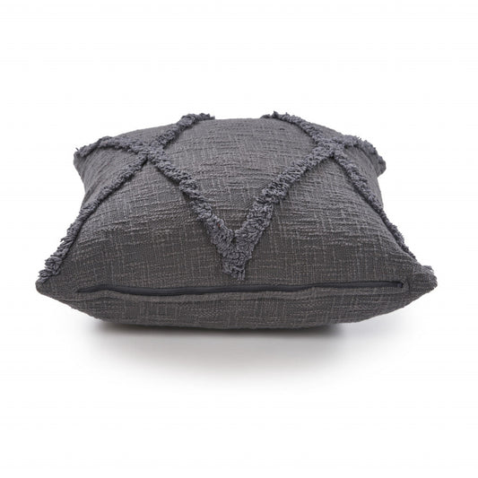 20" X 20" Dark Gray 100% Cotton Geometric Zippered Pillow 4.0" (L) x 20.0" (W) x 20.0" (H) FurniFindUSA