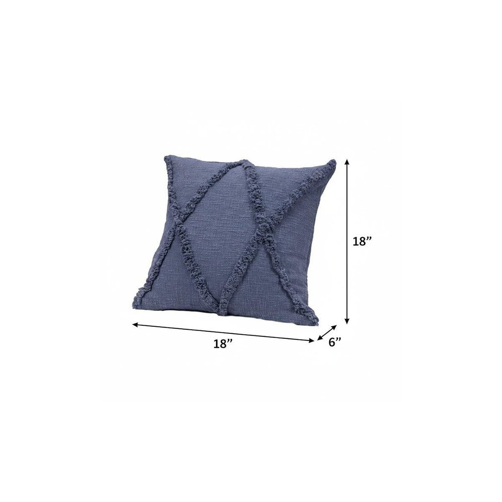18" X 18" Denim Blue 100% Cotton Zippered Pillow HomeRoots